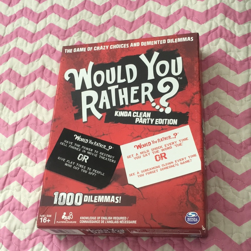 I’m selling a “would you rather” board game